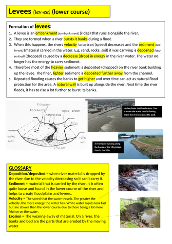 (5 resources) ks3 gcse geography 1-9 river features levees gorge waterfall oxbow lakes lesson
