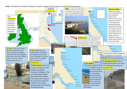 (7 resources) coasts gcse ks3 1-9 features spits bars bays headlands hard soft holderness