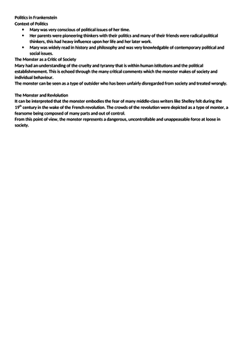 Collection of Frankenstein Revision Resources