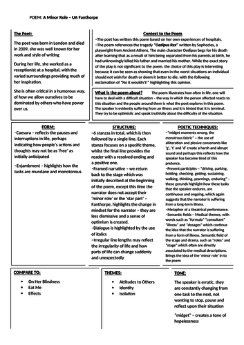 Analysis Profiles for each of the Poems of the Decade