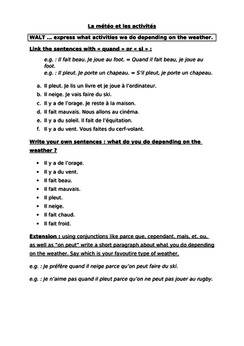 Hobbies and the weather