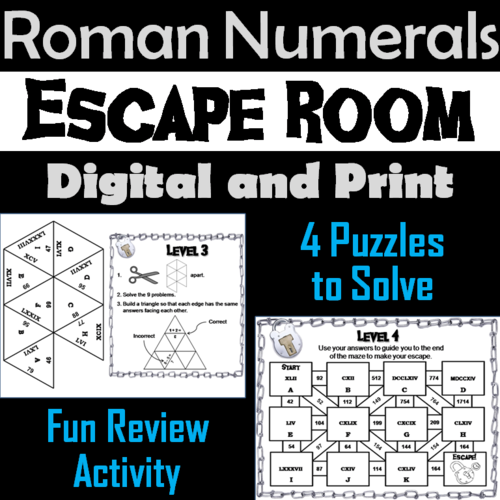 Roman Numerals Game: Escape Room Math