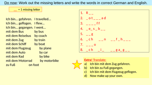 Transport Past Tense / Verkehrsmittel Vergangenheit