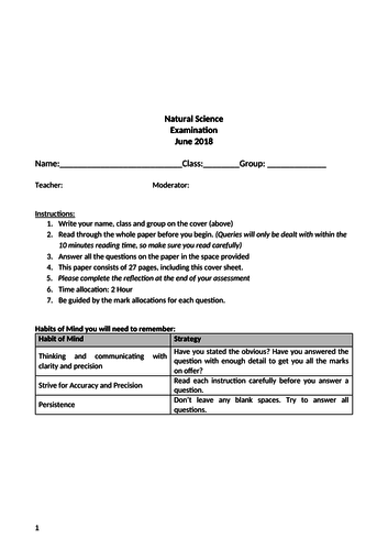 Mid year Exam: photosynthesis, cells and scientific methodology