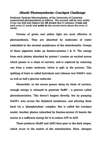 Photosynthesis Summary Activities & Link To Respiration (A Level & IB)