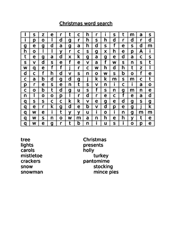 Christmas themed word search