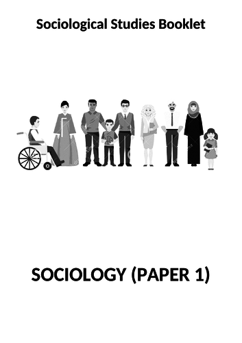 Taster Booklet- New AQA Specification Work/Revision booklet (Paper 1- The Sociology of the Family an