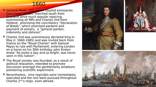 Powerpoint presentation on the reign of Charles 2nd.