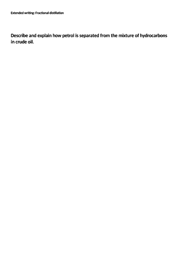 Extended writing question and marking grid- fractional distilation