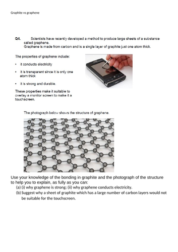 Extended writing question and marking grid - properties of graphite