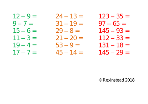 Differentiated subtraction calculations