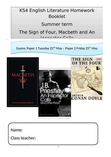 KS4 Revision/HW boolet - Macbeth, SoF, AIC.