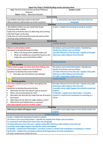 A weeks unit of Guided Reading based on the book, 'The Girl of Ink and Stars'.