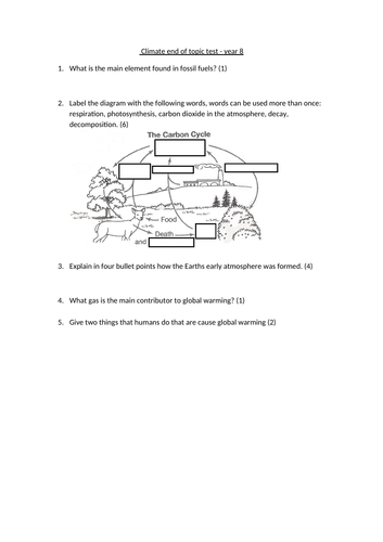 year 7 and 8 end of topic tests