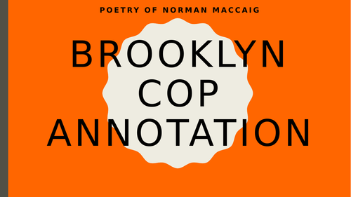 Norman Maccaig Scottish Text Brooklyn Cop Teaching Resources