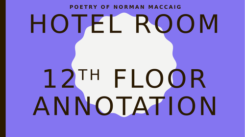 Norman Maccaig Scottish Text Hotel Rm 12th Floor Teaching