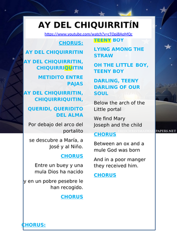AY DEL CHIQUIRRITÍN - Lyrics for the famous Spanish Christmas carol