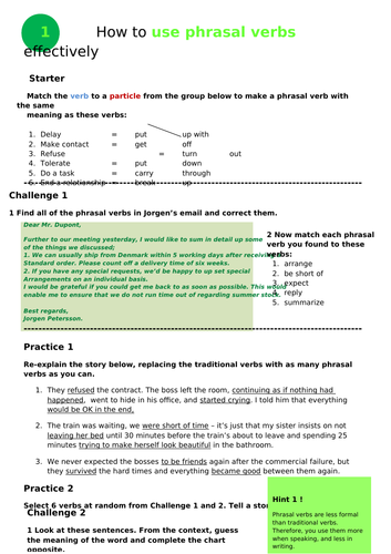 EAL / EFL - Phrasal verbs - Whole lesson 4 pages