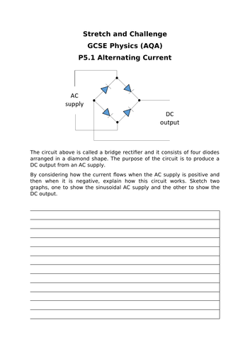 AQA Physics GCSE P5 (Electricity in the Home) - Gifted and Talented Resource Worksheets