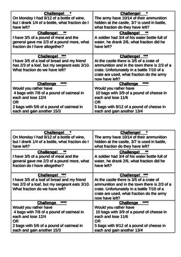 Adding and Subtracting fractions in the context of word problems
