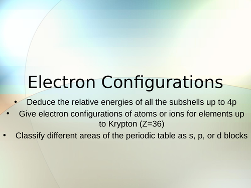 A level chemistry electronic configurations