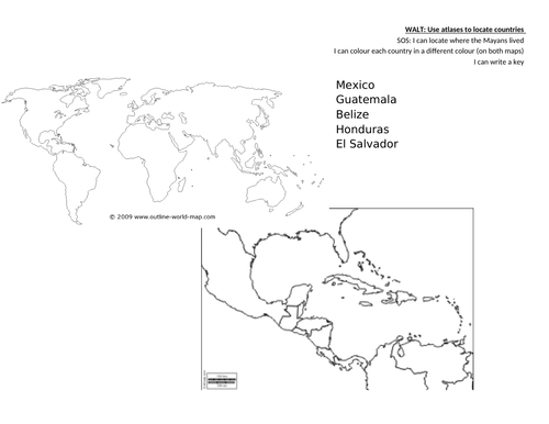 Locating countries in the Mayan Era on a map