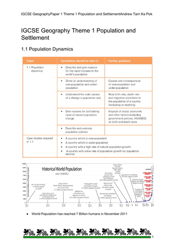 Paper 1 Theme 1 Population Dynamics