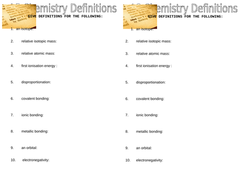 AS A level chemistry revision