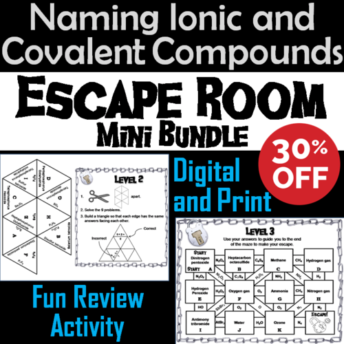 Naming Ionic and Covalent Compounds Activity: Chemistry Escape Room - Science