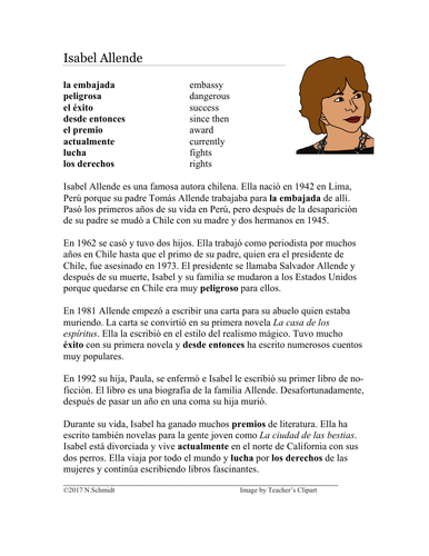 Isabel Allende Biografía: Spanish Biography on Chilean Author | Teaching  Resources