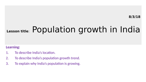 Population growth – India case study