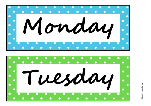 Polka Dot Date Display (English)