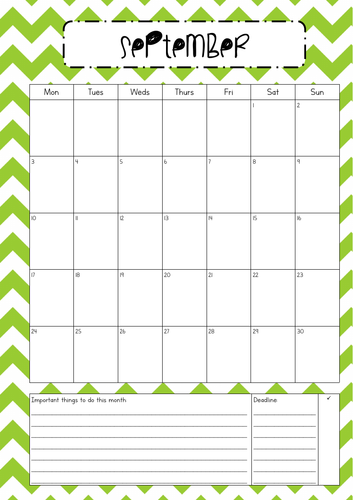 2018/2019 Portrait Calendar/Diary & To Do