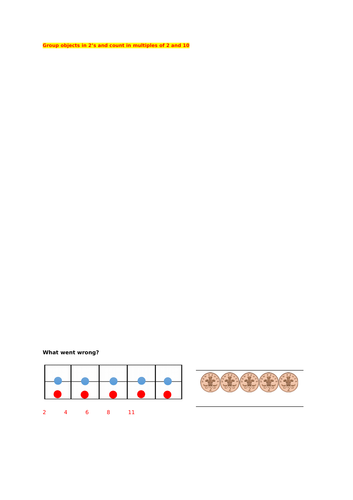 Activities to practise 2's and 10's pattern