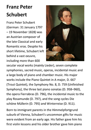 Franz Schubert Handout