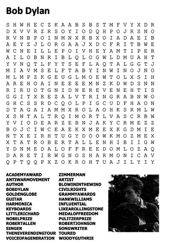 Bob Dylan Word Search