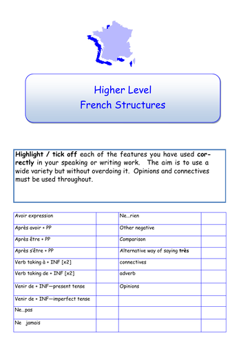 Higher Level Structures - French
