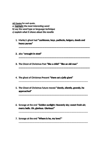 A Christmas Carol quotes for all of the ghosts and Scrooge at the end. | Teaching Resources
