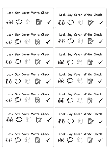 Look Say Cover Write Check Adhesive Labels Printable