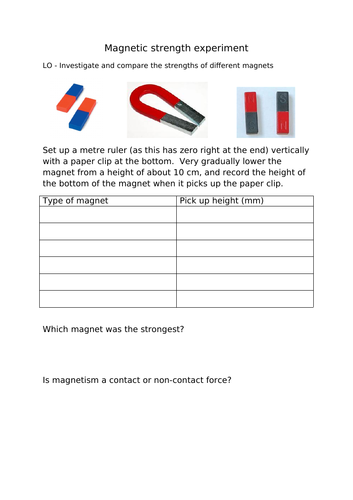 Magnetic strength experiment