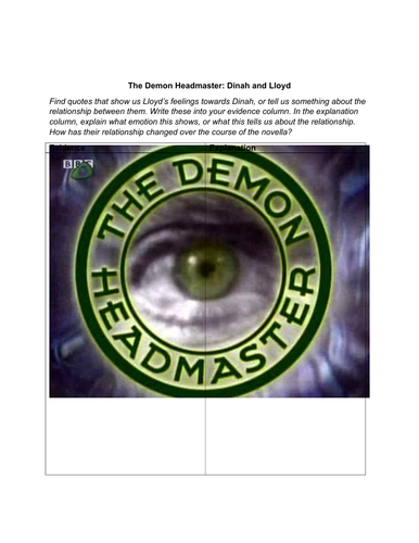 The Demon Headmaster: evidence and explanation chart (Dinah and Lloyd)