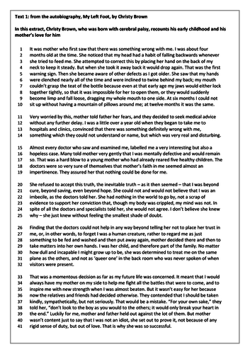 Edexcel GCSE English Language Paper 2 Section A