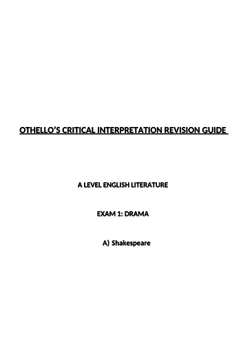 Othello Critic Sheet