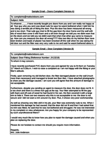 Email Writing Formal Writing Worksheets Sample Emails Functional Skills