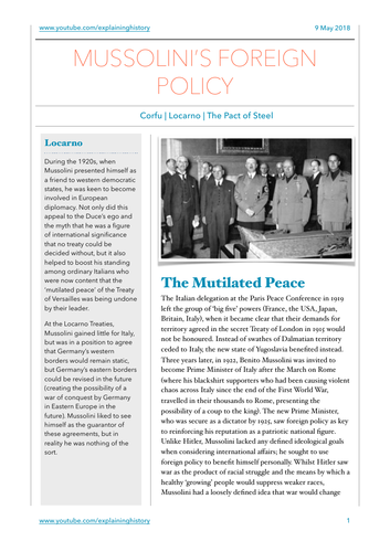 Mussolini's Foreign Policy 1922-36