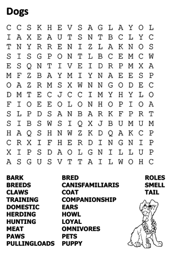 Dogs Word Search