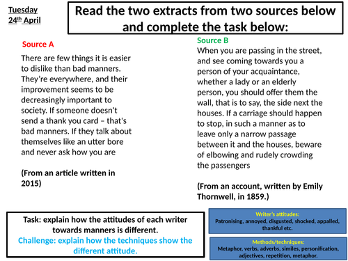 An intervention lesson for AQA Paper 2