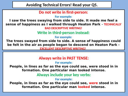 An intervention lesson for AQA language Paper 1