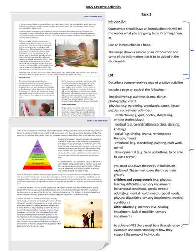 OCR R027 creative activities resource documnet support for students