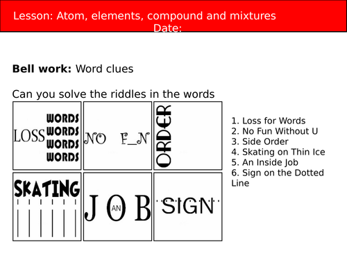 GCSE Chemistry:  Atoms, elements, compounds and mixtures overview